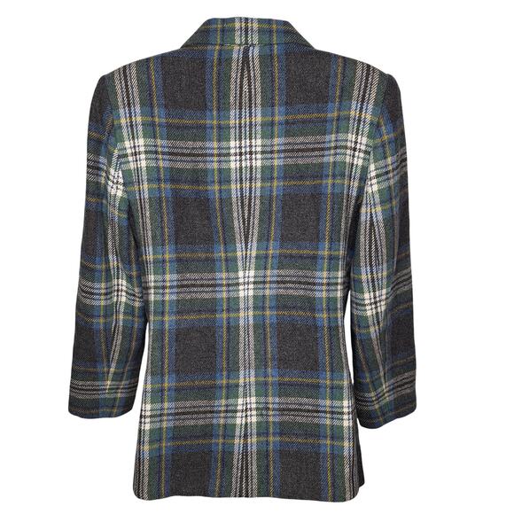 Vintage 90s Plaid Wool Blazer Women's 8P Petite Preppy Academia Classic Savannah - Picture 8 of 9